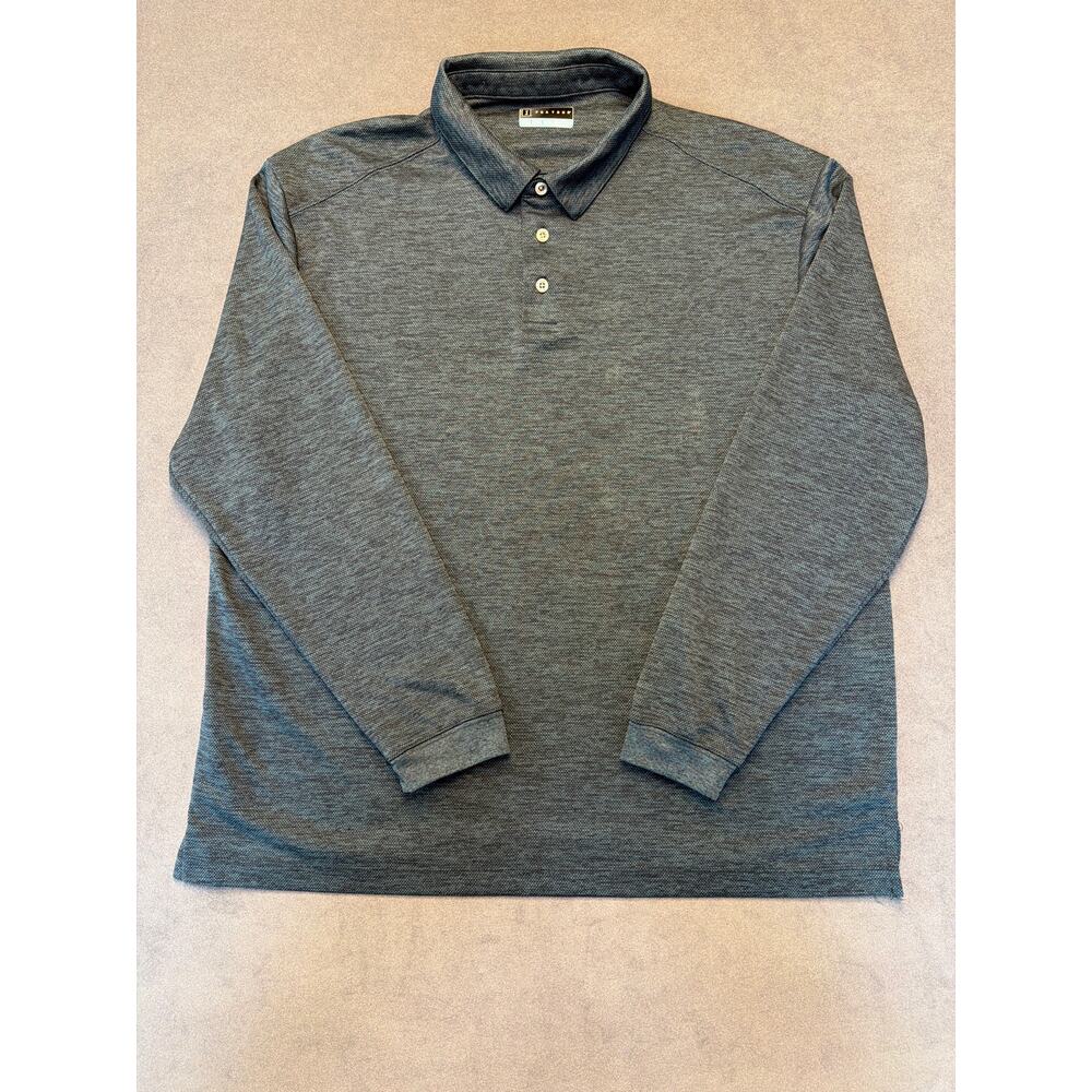 PGA Tour Polo Long Sleeve Heathered Blue Mens Size XL